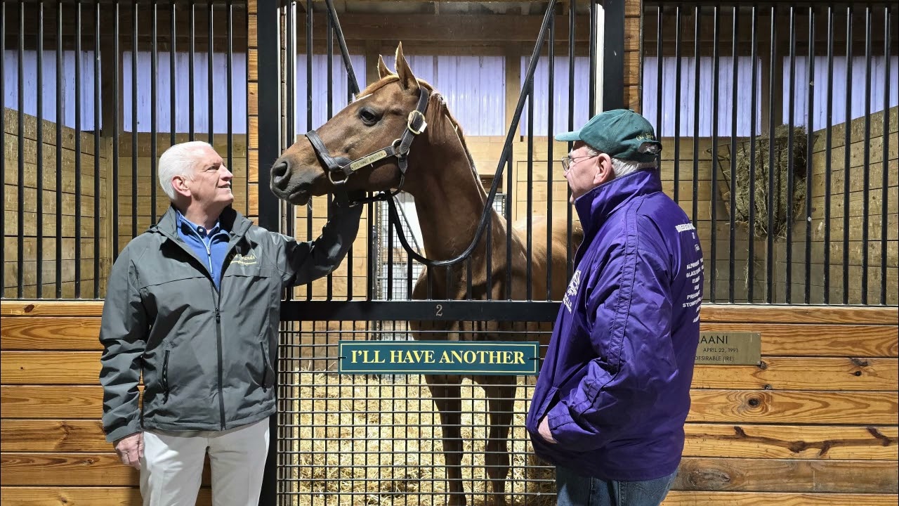 OLD FRIENDS WELCOMES  I'LL HAVE ANOTHER - 2012 KENTUCKY DERBY AND PREAKNESS WINNER