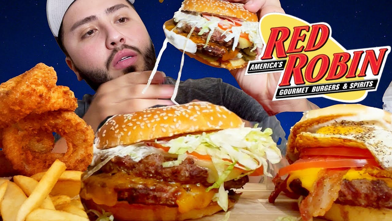 Massive RED ROBIN MUKBANG • SLOPPY EATING w LOTS of RANCH