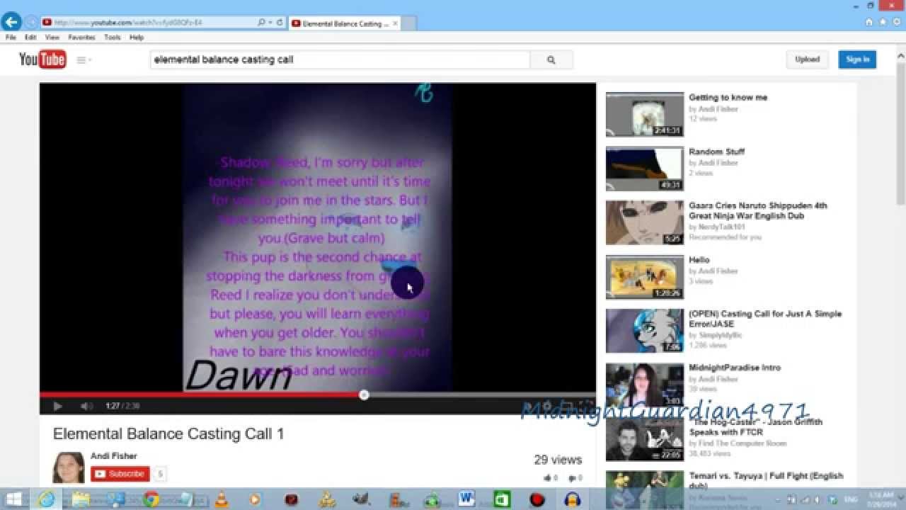 Elemental Balance Casting Call- Dawn Audition (for MidnightParadise)