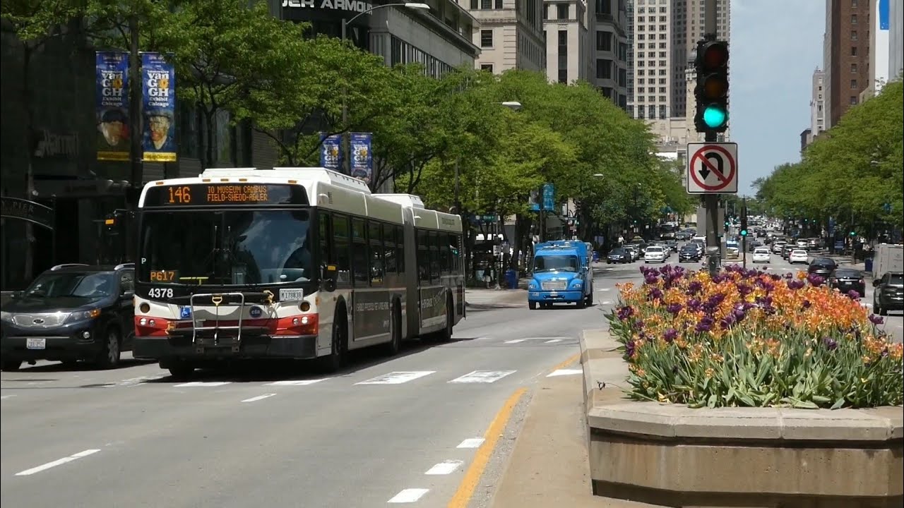 CTA Bus Action Around Michigan and Wacker Drive (Chicago's Magnificent Mile)