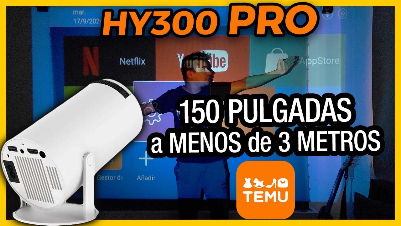 Proyector HY300 PRO 😱 MEJORA del Popular en TEMU 😱 150 pulgadas a menos de 3 metros y más Compacto