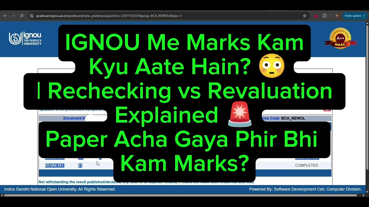 IGNOU 🚨 Paper Acha Gya Par Marks kum aye  😟| Rechecking vs Revaluation Explained 🚨 Ye Kro Abhi ‼️👆