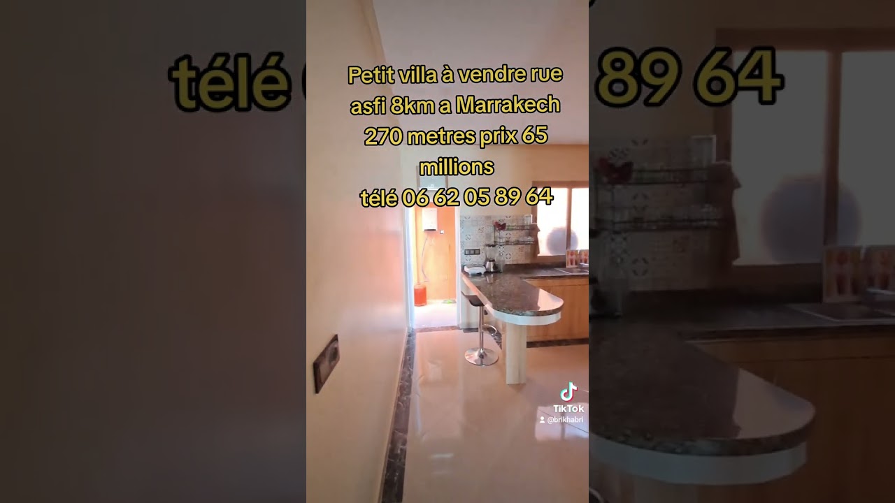 Petit villa à vendre rue asfi 8km a Marrakech 270 metres prix 65 millions télé 06 62 05 89 64