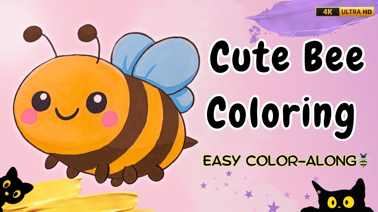How to Color a Cute Bee 🐝 | Easy Color-Along for Kids
