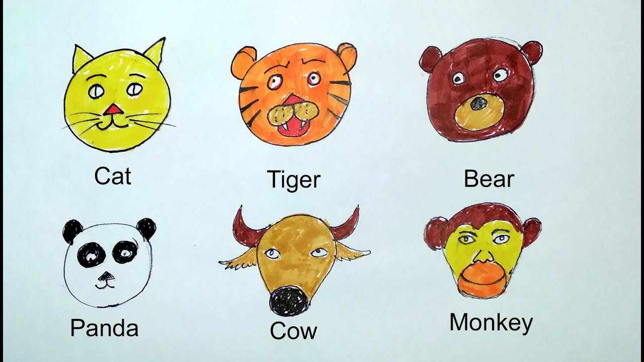 Animal Face Drawing For kids