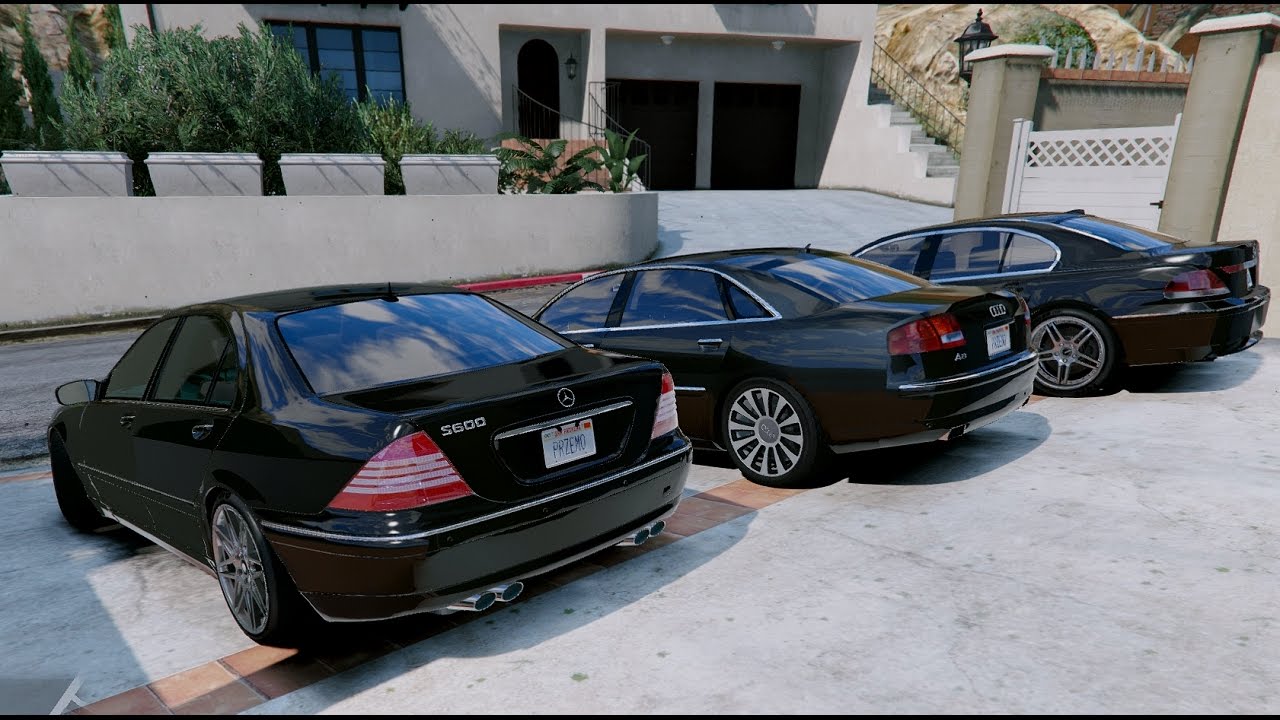 GTA V | MERCEDES S600 W220 VS. BMW 760I E65 VS. AUDI A8 W12 D3 | GTA 5 MOD