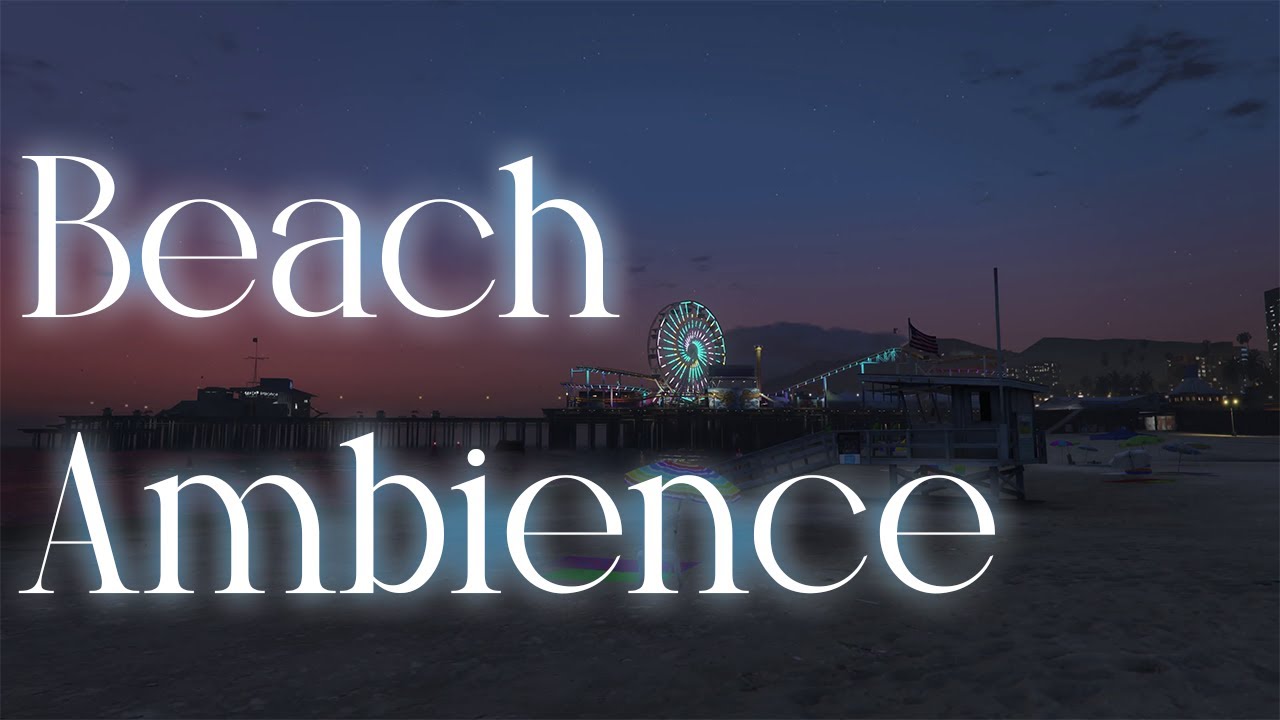 GTA V Beach Night Ambience 4K | Pier Lights • Ocean Waves • Calm Evening