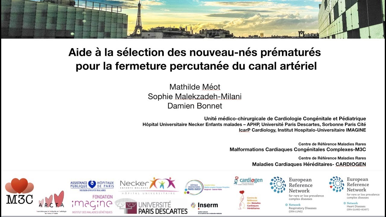 Aide à la sélection des prématurés pour la fermeture percutanée du canal artériel