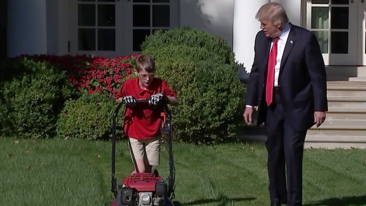 11-Year-Old Mows The White House Lawn With President Trump Watching