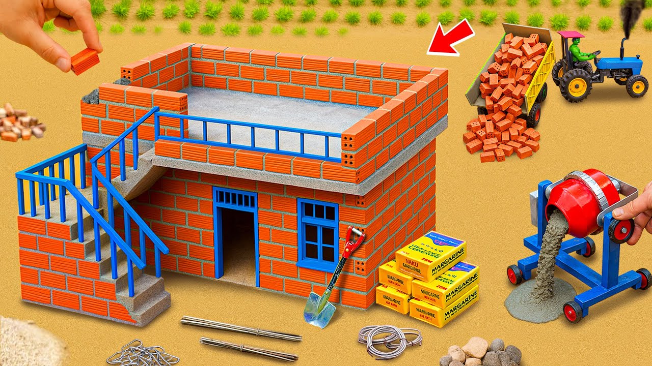 Thief Broke House | DIY Mini Tractor Iron Stair & Balcony House Construction Science Project