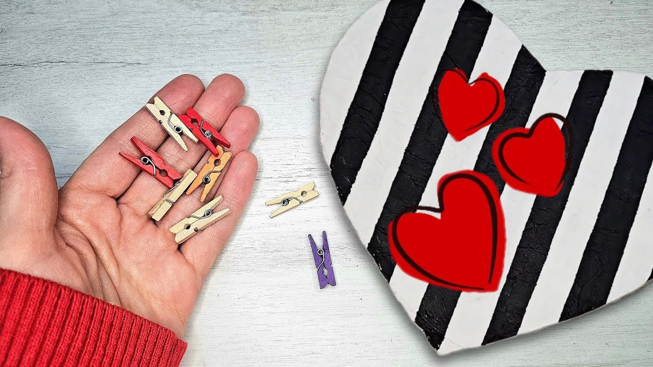 😍 A great idea that will win your heart! Take tiny pegs and waste materials!
