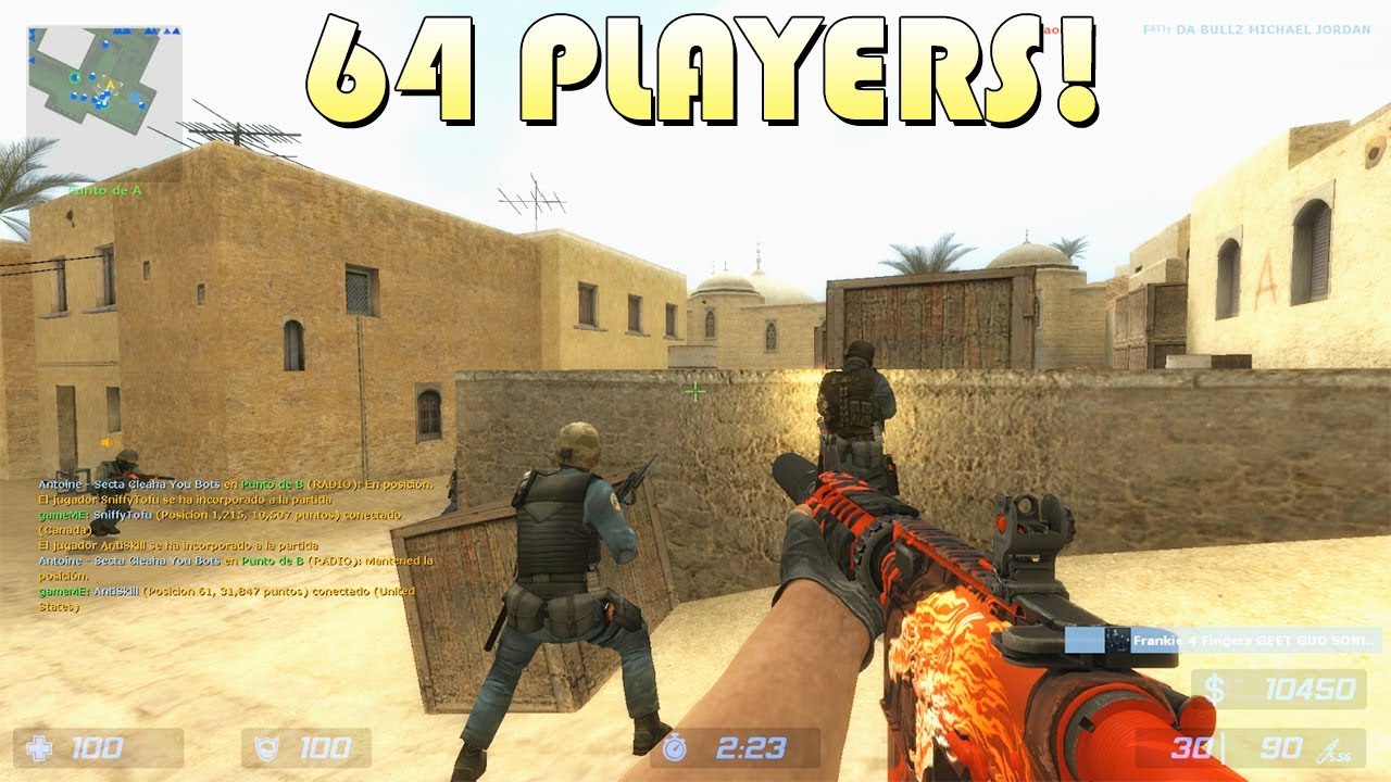 ¡JUGANDO EN UN SERVIDOR CON 64 PERSONAS! 😱 | Counter-Strike: Source