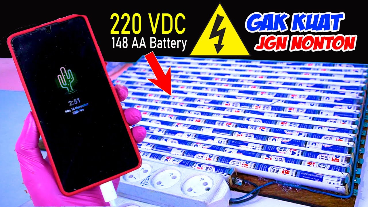 NGECAS HP Pakai Baterai 220 Volt DC (220 VDC AA Battery Experiment) Is VAC Work with it?