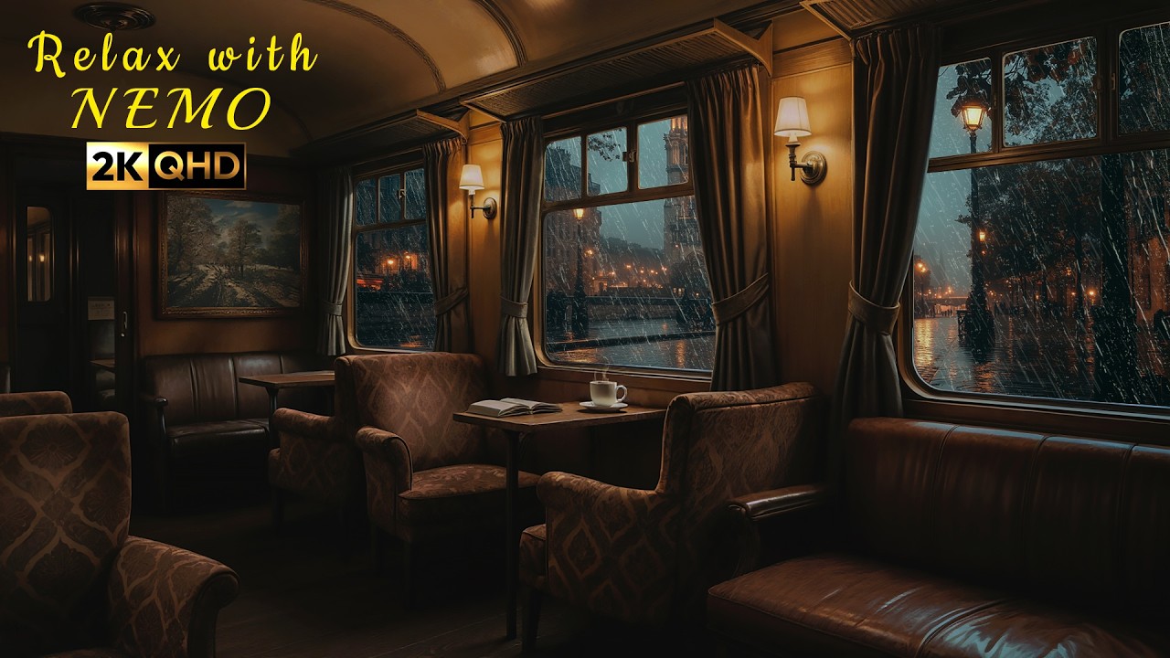 Cozy Orient Express Train Ride Ambience on a Rainy Night 🚂 Train and Rain Sounds for Sleep and Relax