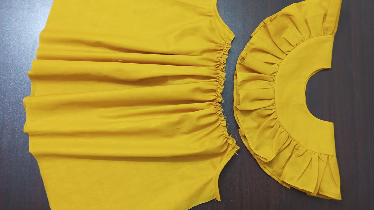 How to cut and stitch round yoke baby Frock || 2 year baby girl frock cutting and stitching