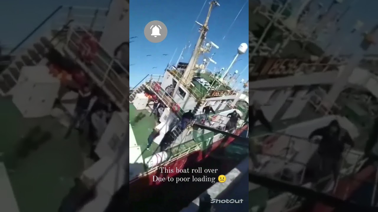 Ship capsize|crew running to save thier life! #offshore #sea #ship #accident#wronglanding
