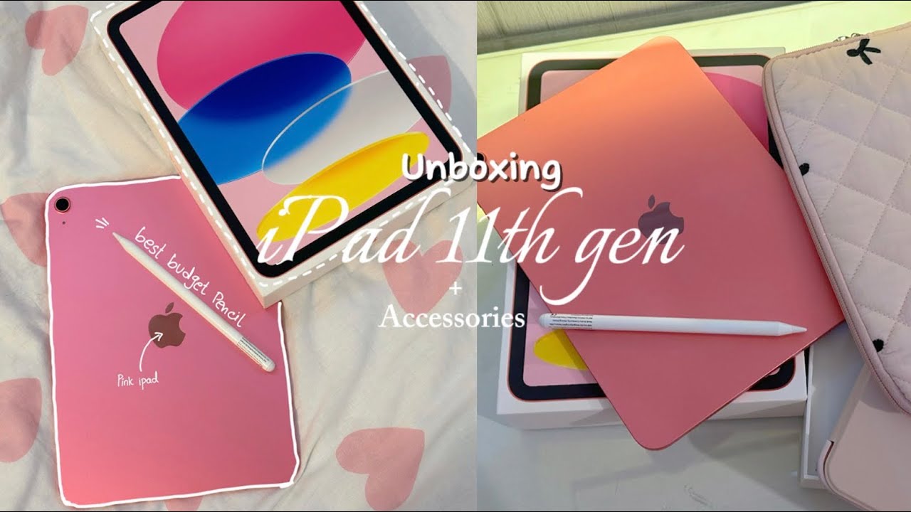 Ipad 11th gen(pink) unboxing 💗 | best ipad pencil | accessories & setup 