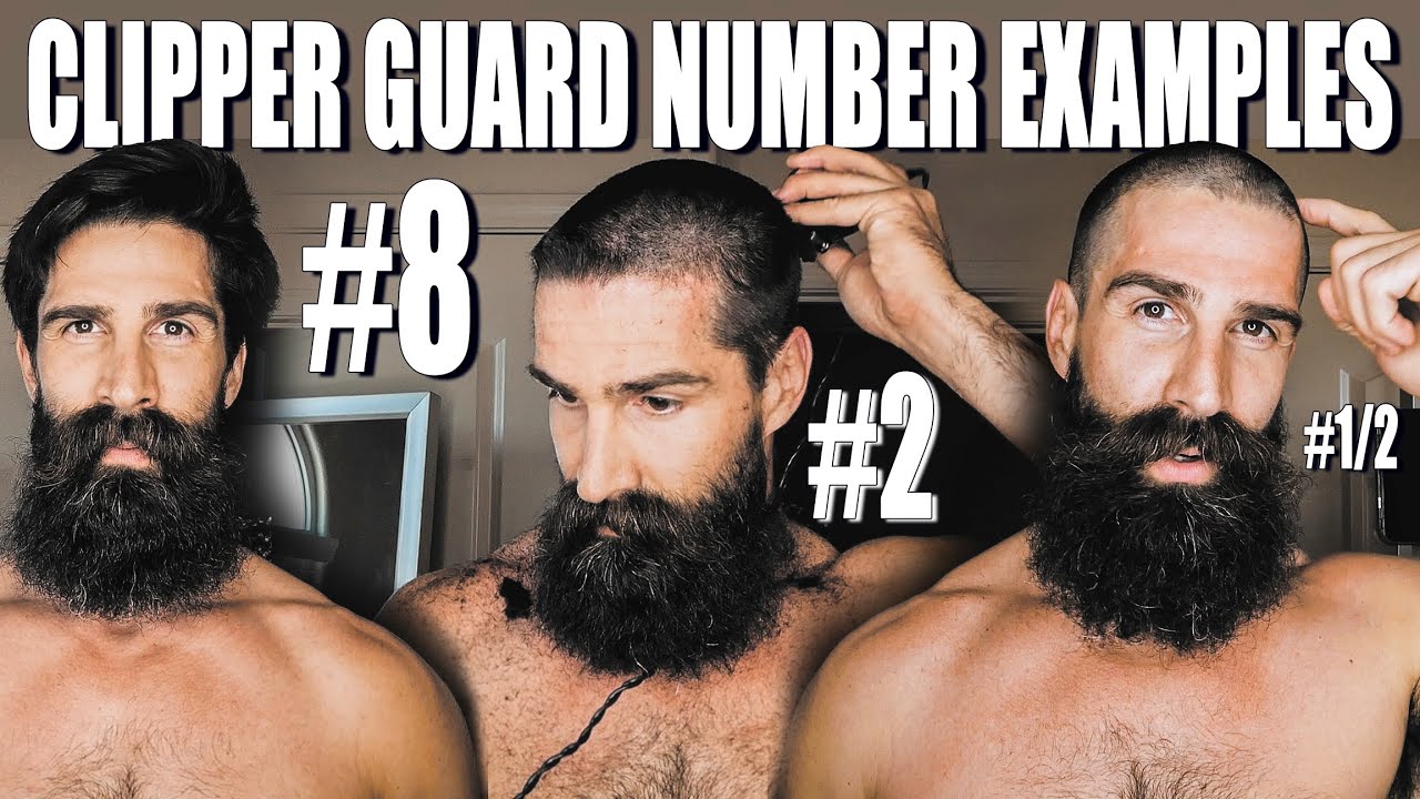 HAIRCUT AT HOME BUZZ CUT CLIPPER GUARD NUMBER EXAMPLES #8 through #1 on top and #1/2 on sides