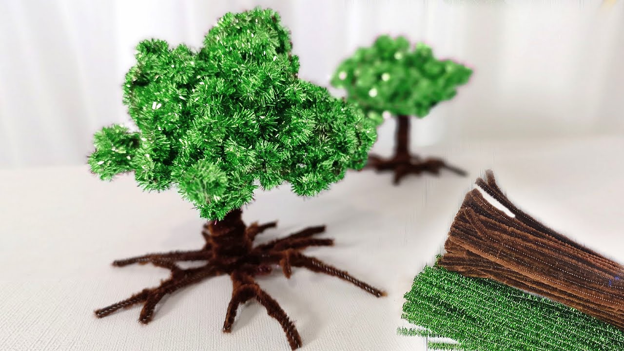 Handmade diy pipe cleaner Tree I Pipe Cleaner Craft - Tree | Tinsel pipe cleaners | Chenille stems