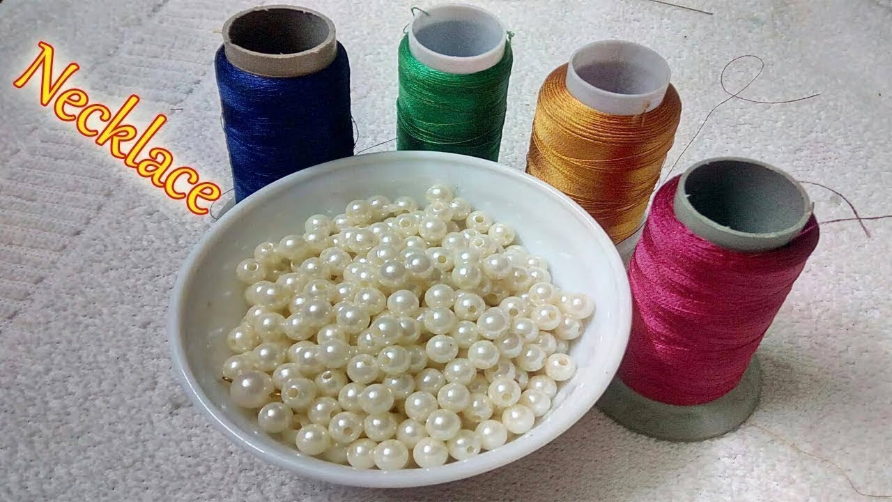 How To Make Beautiful Pearl Beaded Silk Thread Tassel Necklace At Home | DIY | Jewelry Making