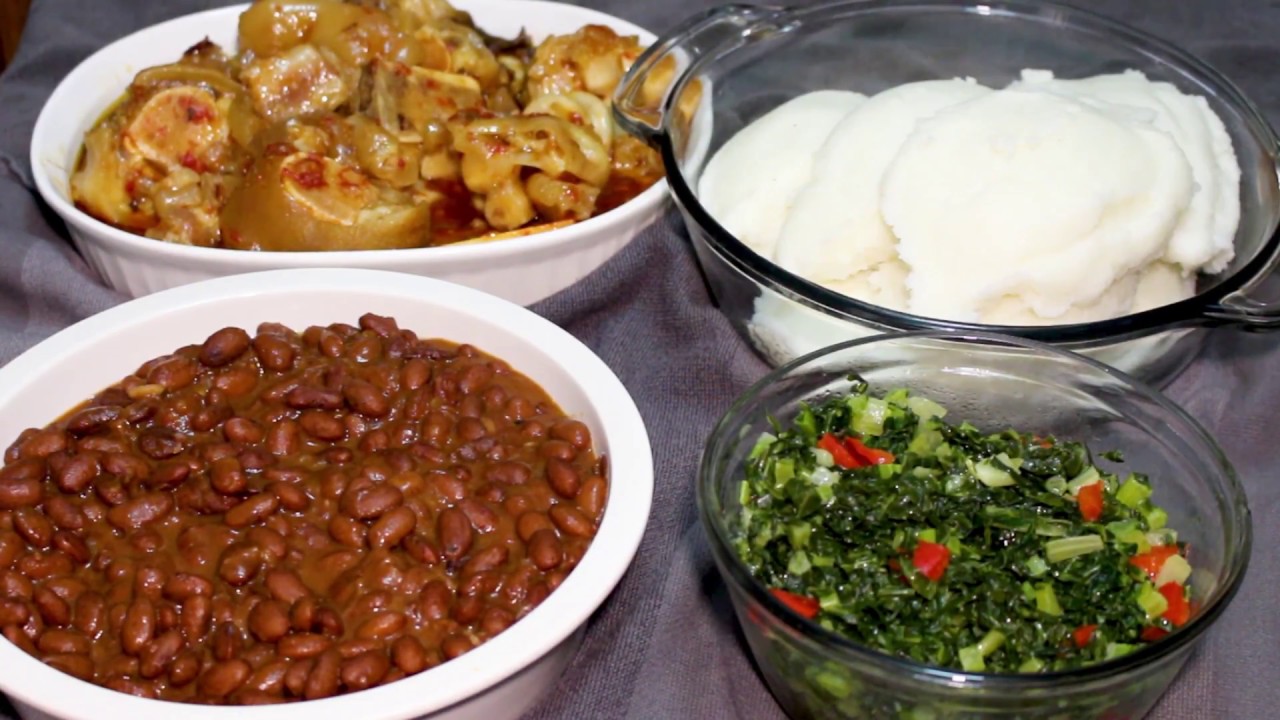 Sunday Dinner | Zambia Food | Cow Trotters (Vimbombo) | Beans | Rapu