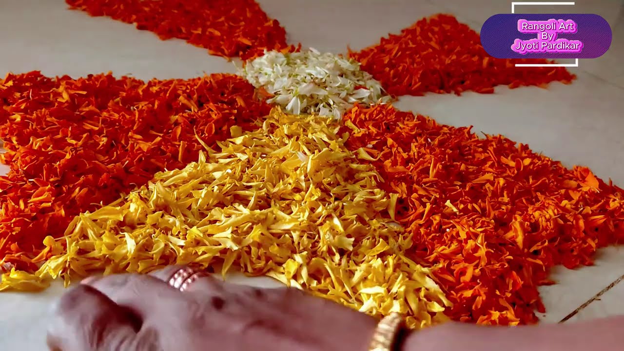 Easy Simple Flowers Festival Puja Rangoli 