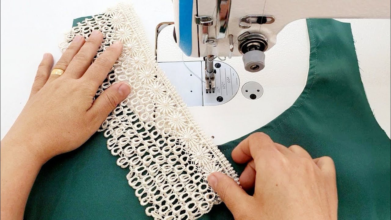 خياطة تصميم جميل بالدانتيل - Sew a beautiful rose with lace