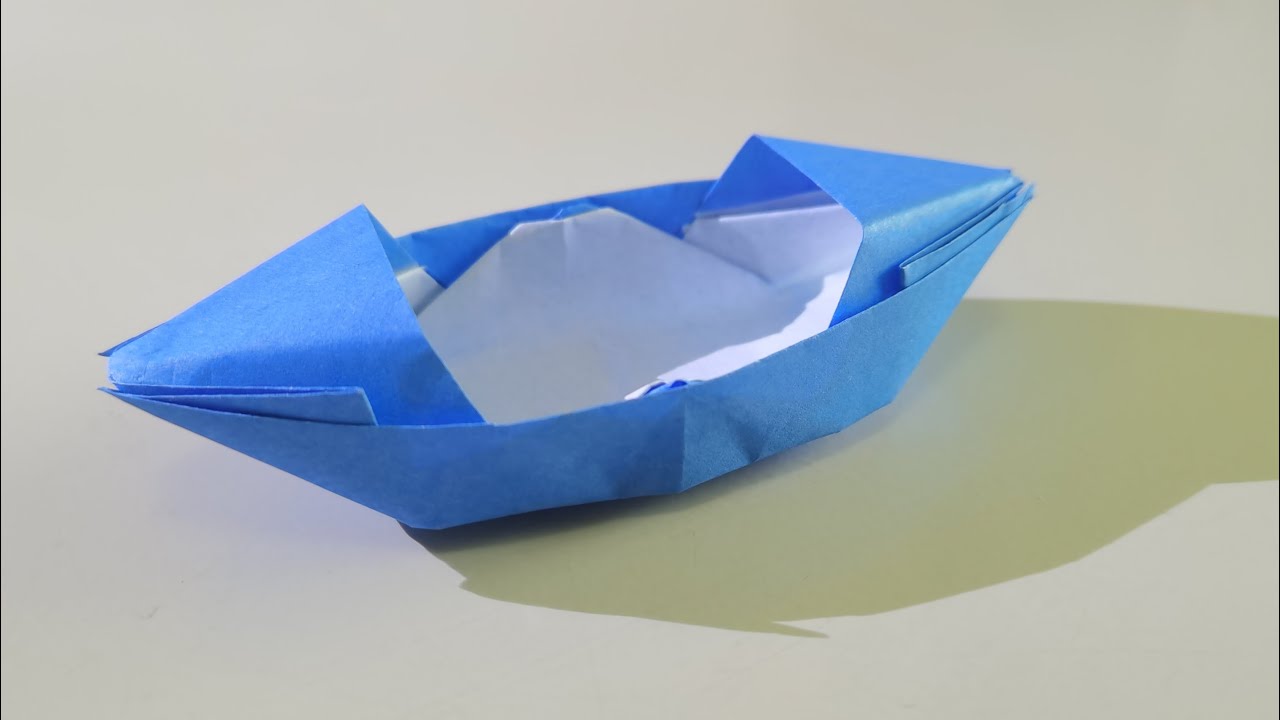Blue Paper Boat Origami Little Ocean Gem -How to Fold a Blue Paper Boat |Easy Origami