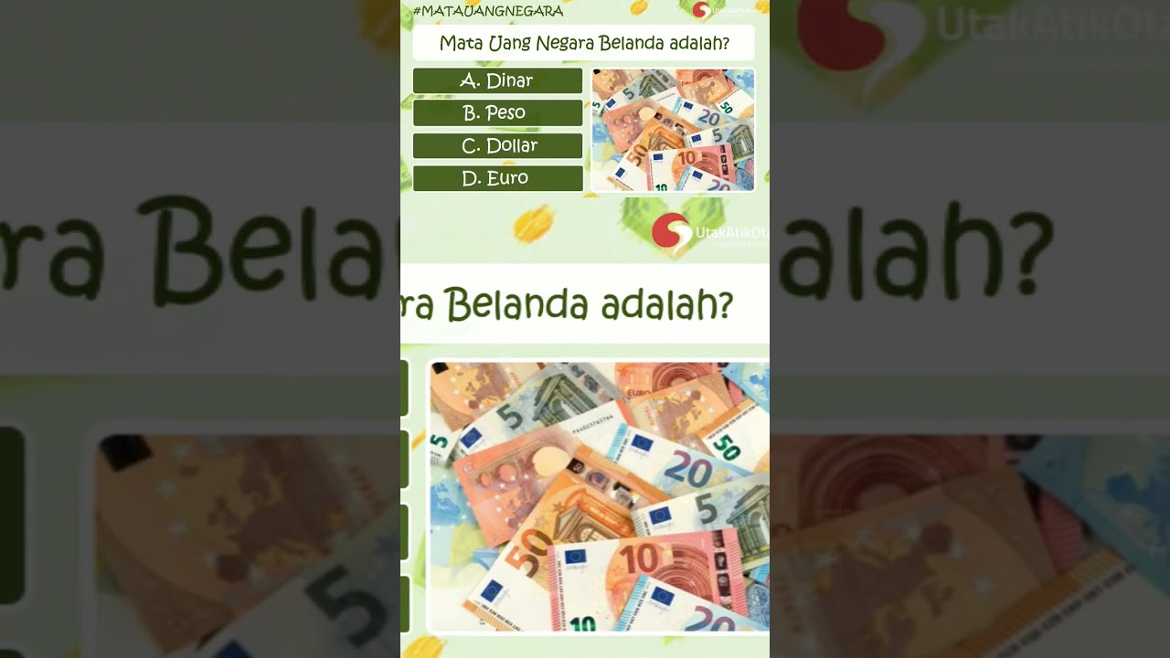 Mata uang negara Belanda adalah ? #uang #kuistekateki #kuis #asahotak #dunia