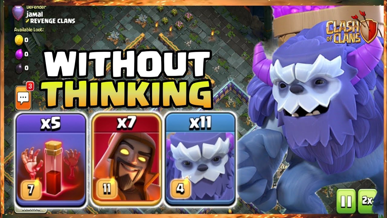 Easy! YETI Super WIZARD with SKELETON SPELL - TH15 ATTACK Strategy Clash of Clans