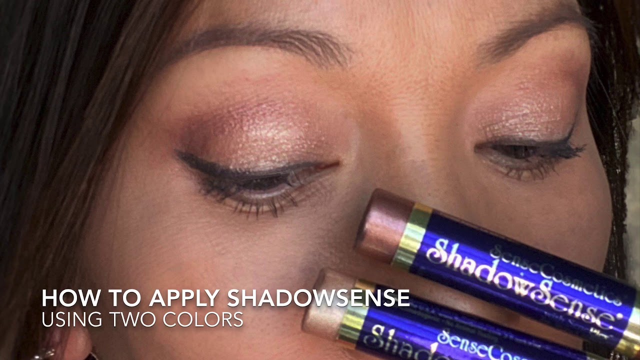 How to Apply with Two Shadowsense colors: Candied Cocoa Shimmer and Sandstone Pearl Shimmer