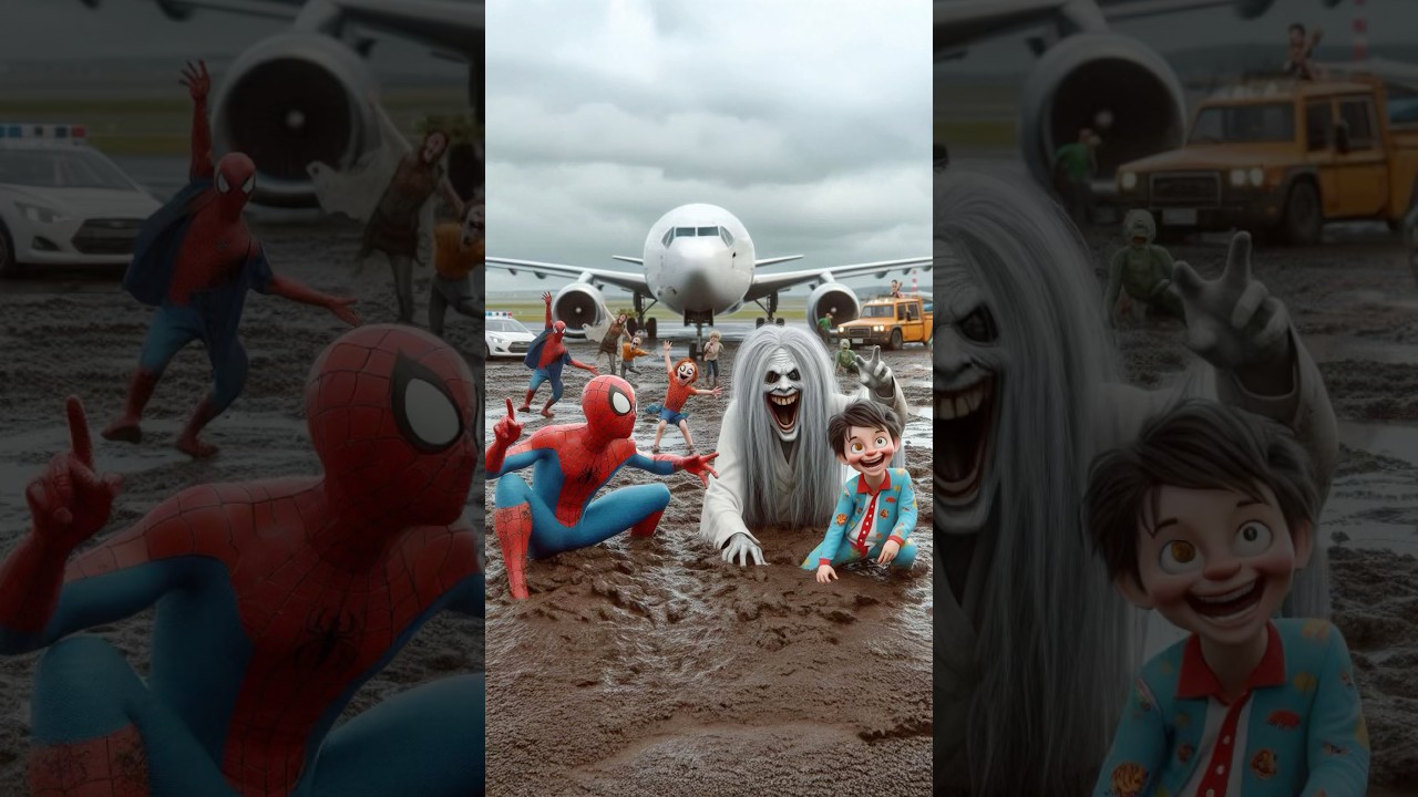 Spidey&rsquo;s Flight Landed in a Horror Movie ✈️👻🧟&zwj;♂️#spiderman #avangers #shorts