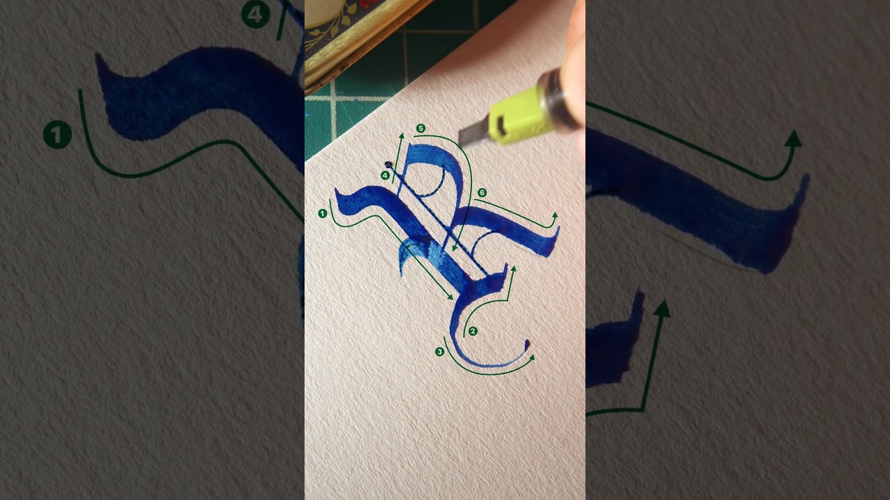 Как написать готическую букву R с помощью Pilot Parallel Pen #каллиграфия