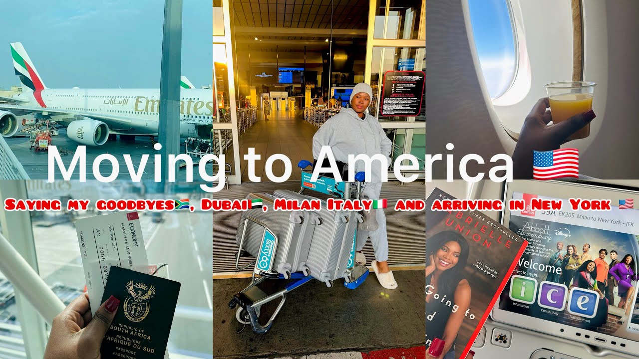 MOVING TO AMERICA 🇺🇸, FLYING EMIRATES✈️🥂, Dubai airport 🇦🇪Milan airport🇮🇹| 19 August 2024✈️