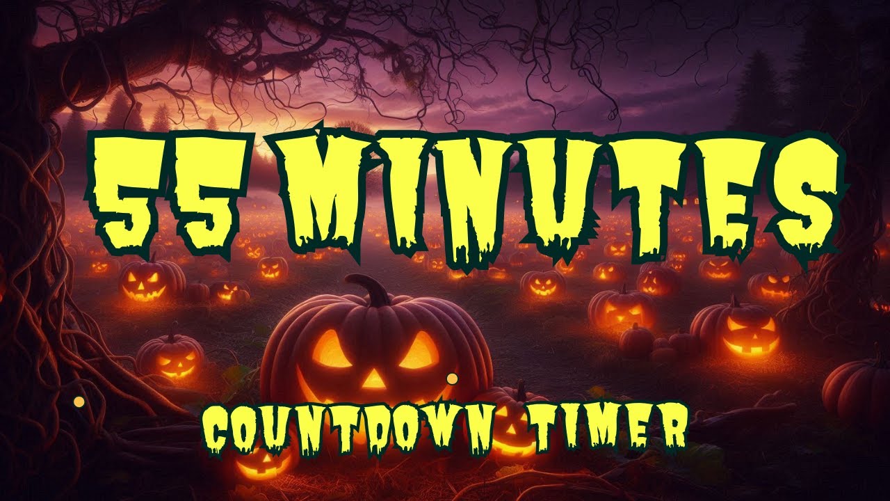 55 MINUTES 55:00 SCARY HALLOWEEN PARTY TIMER COUNTDOWN: Field of Glowing Jack-o'-Lanterns 🎃🌌