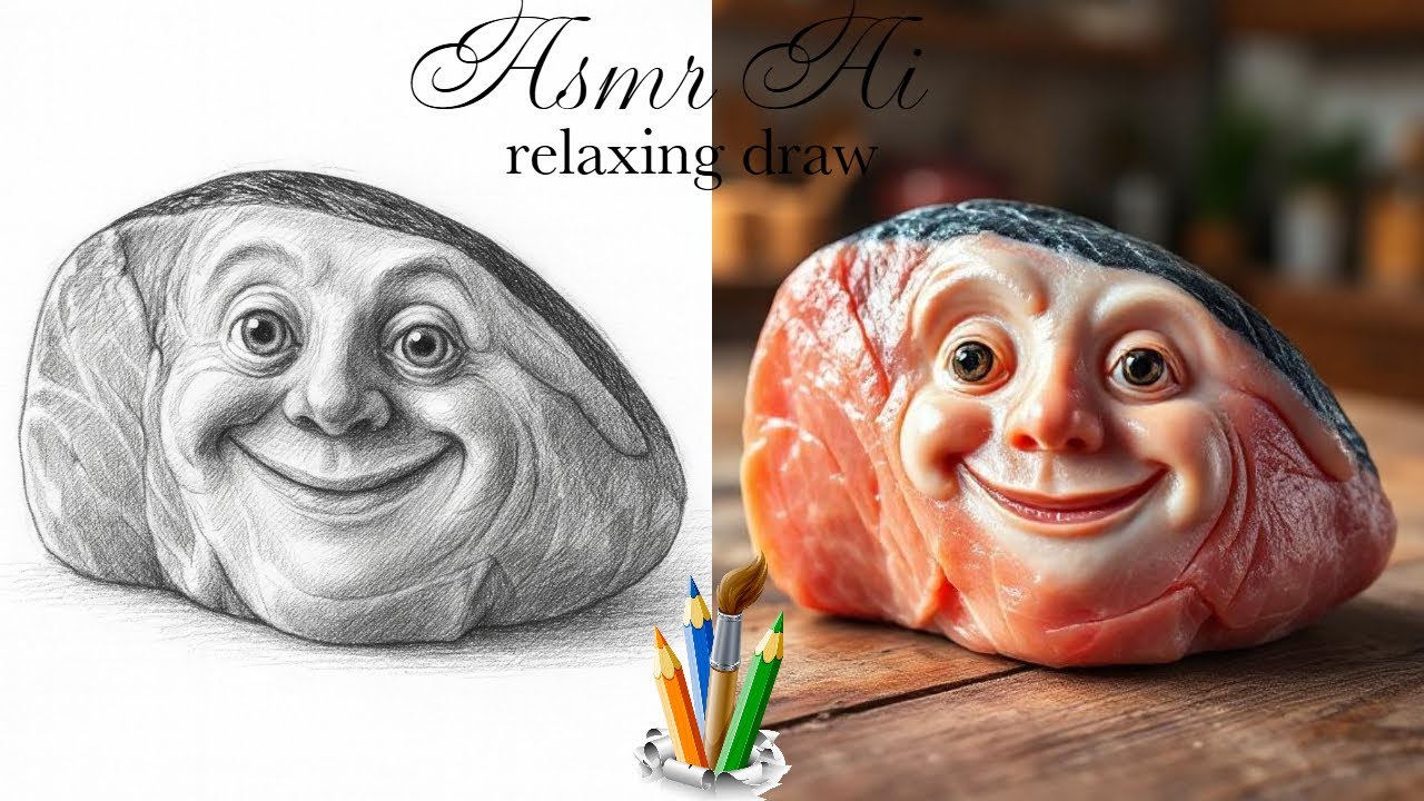 ASMR AI Video FISH Fillet and B&W draw fish fillet