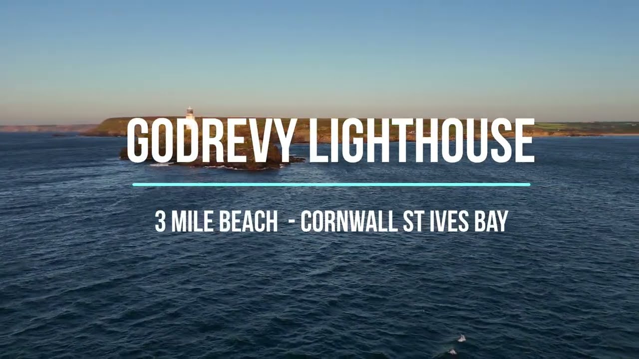 Godrevy Lighthouse Cornwall Sunset Drone 4k 2025