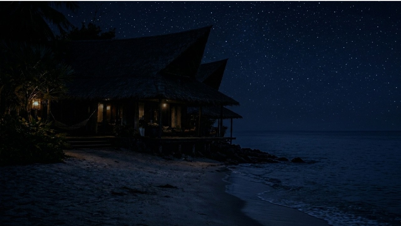 Anxiety Relief Ocean Waves 🌊 Beach under the starry sky | 8 Hours of Black Screen