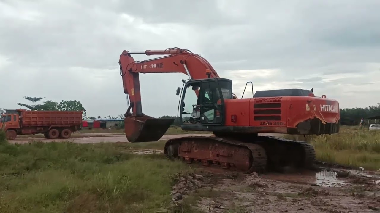 test excavator hitachi zx350-5G di tempat pembuangan sampah rumah tangga. #juankztech #channel