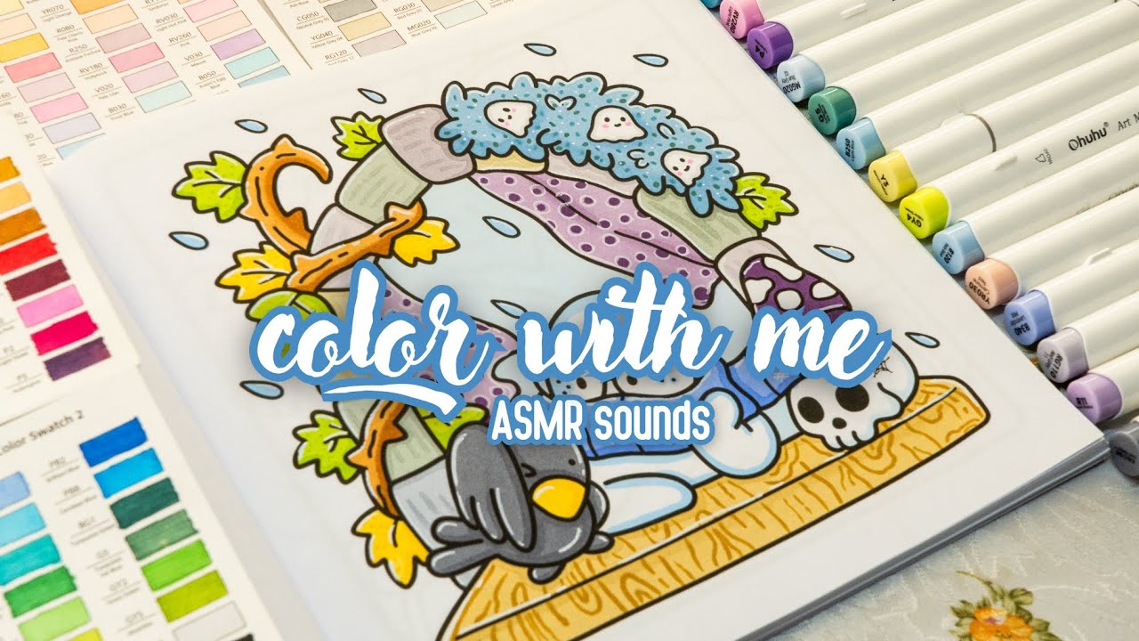 Color with me 👻☔ Cozy Rainy Day from 'Little Spooky' by Coco Wyo with Ohuhu markers ✍🏻