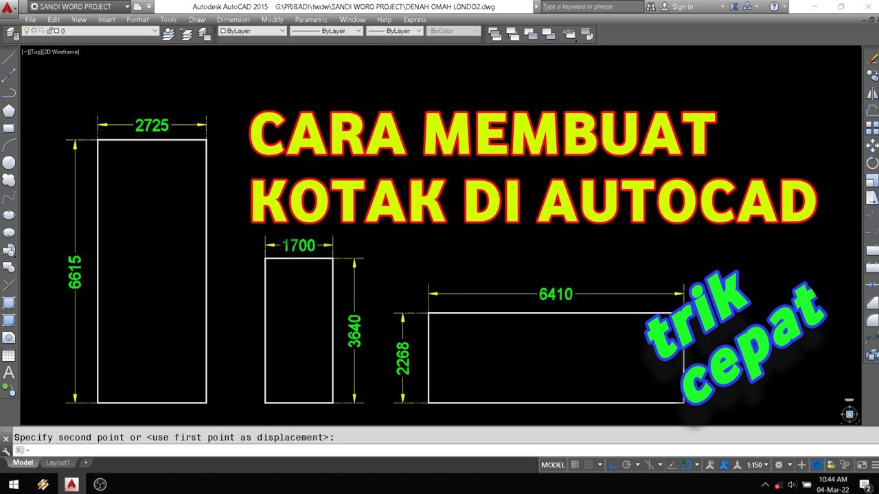 Cara membuat rectangle di Autocad
