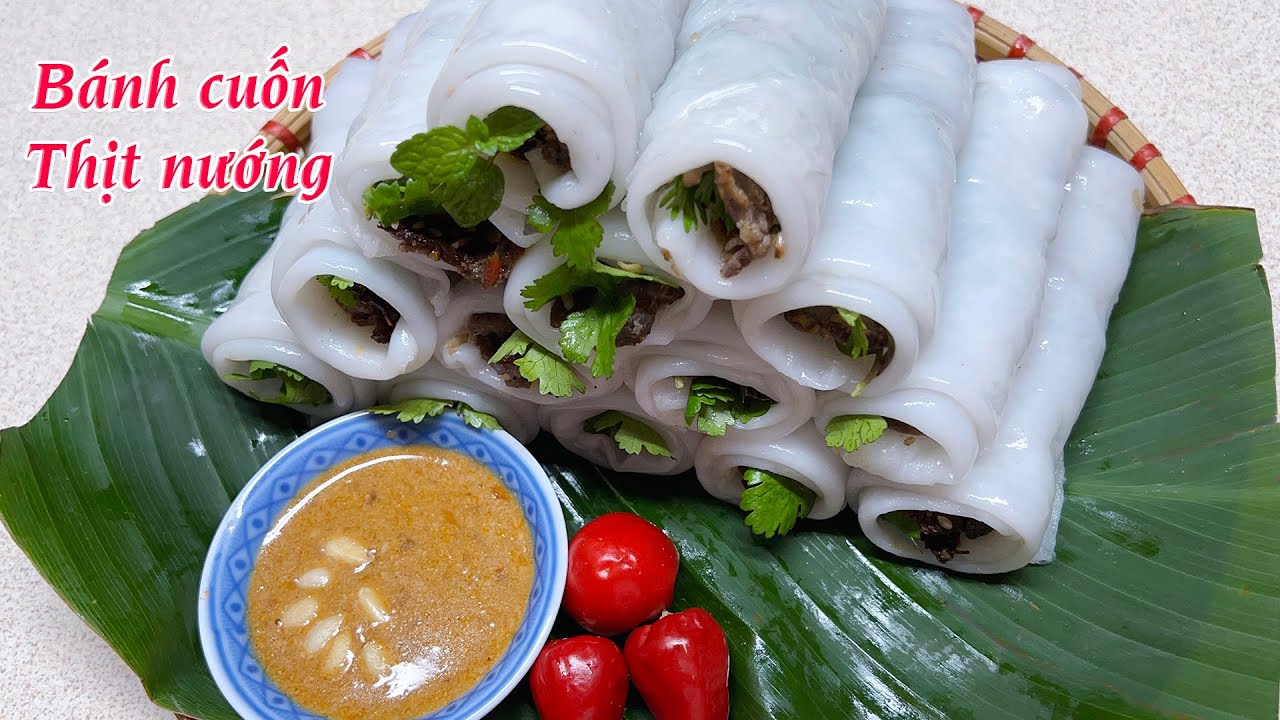 Bánh Ướt Tráng Chảo Cuốn Thịt Nướng Sả  - Công thức rút gọn