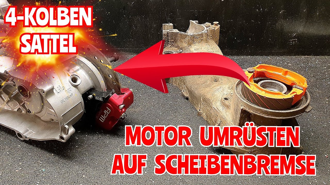 ROLLER-MOTOR AUF SCHEIBENBREMSE UMRÜSTEN | Minarelli Motor + 4-Kolben Bremssattel