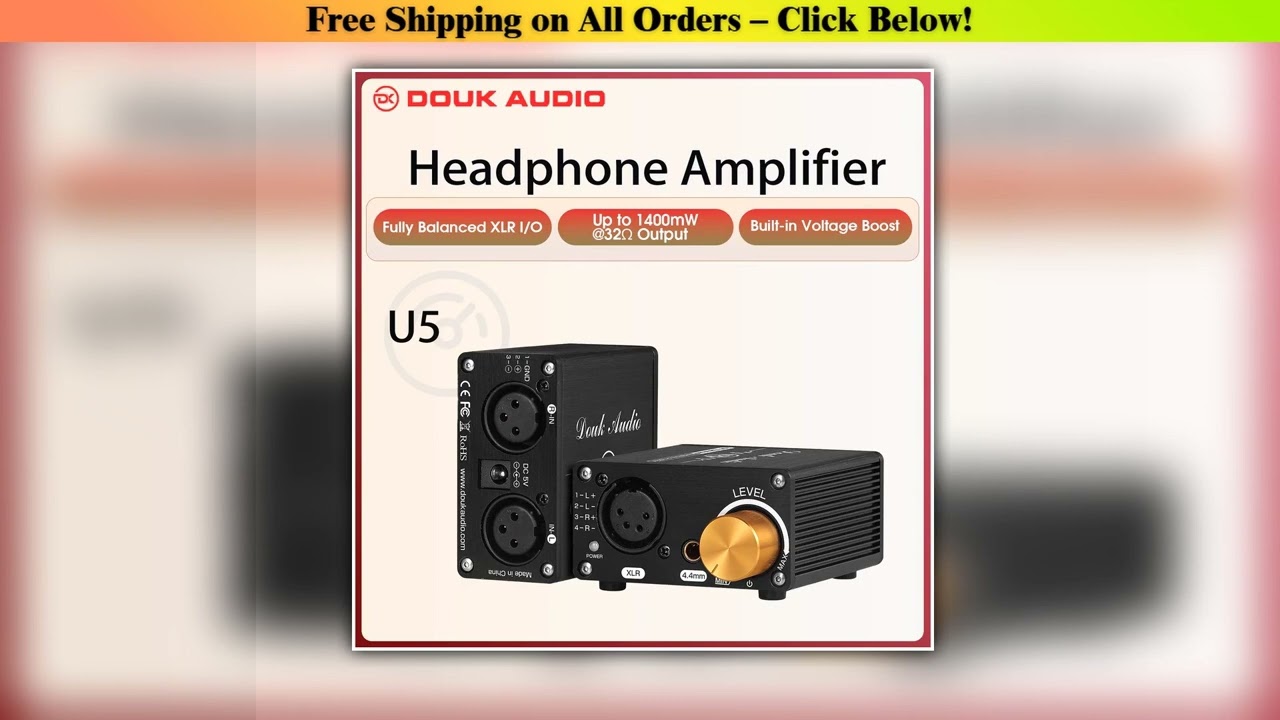 Douk Audio Mini Fully Balanced Headphone Amplifier Stereo Audio Earphone Amp for XLR / 4.4mm