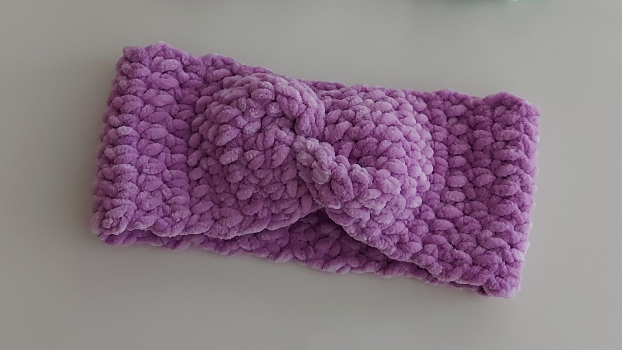 Kadife ipten örgü modelleri ~ ÖRGÜ easy crochet headband MODELİ ~ örgü bandana saç bandı yapımı