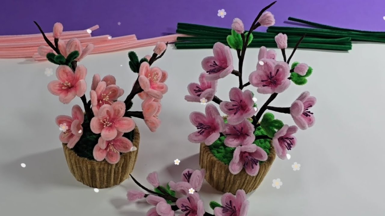 🌸Come fare fiori di primavera con scovolini 🌸Come realizzare un cestino di fiori con scovolini