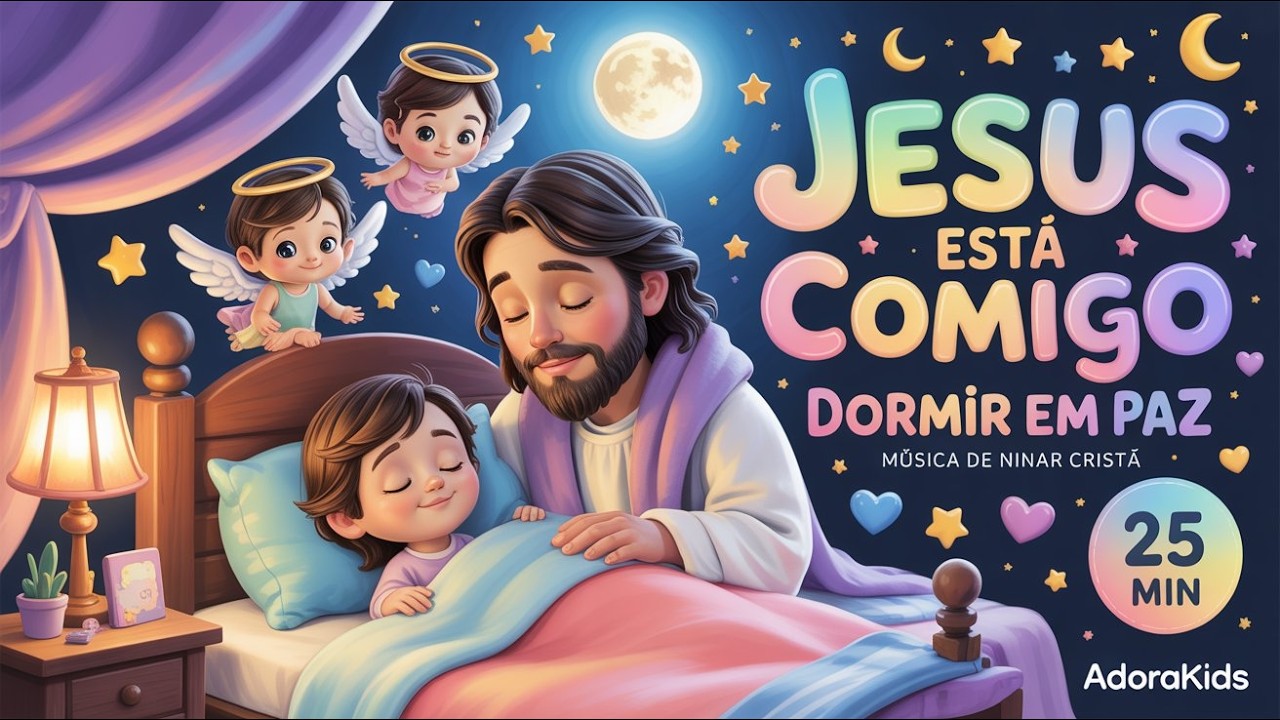 Hora de Dormir 🌙 Jesus Cuida de Mim | 25 Minutos de Música de Ninar Cristã | AdoraKids