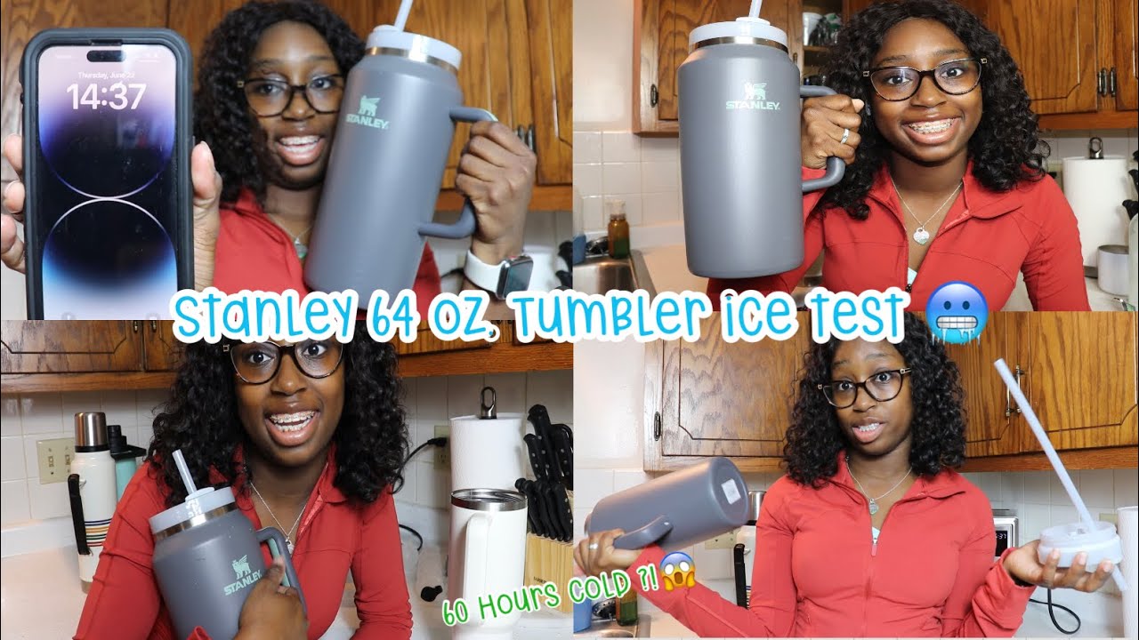 Ice test on Stanley’s NEW 64 oz tumbler | will it last 60 hours?!?🧊🥶#stanleytumbler