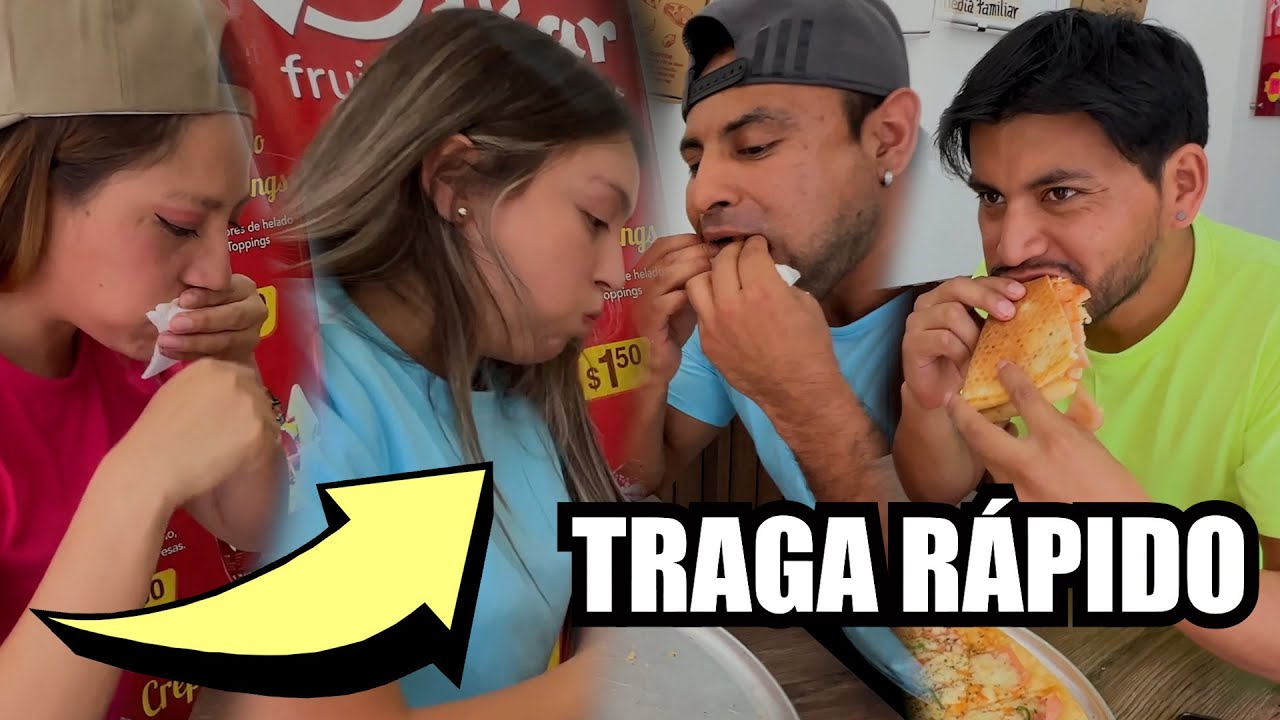 Carrera de atracones , la pareja que comas la pizza más rápido gana
