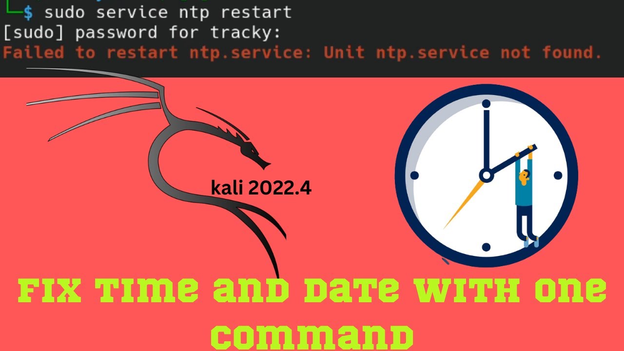 how to fix time issue ntp on kali linux 22.4